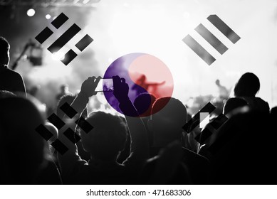  live music concert with blending Republic of Korea flag on fans
