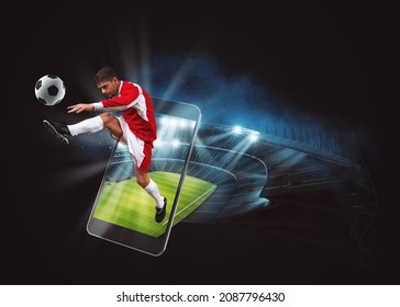 Live sport on a mobile device, betting on football match