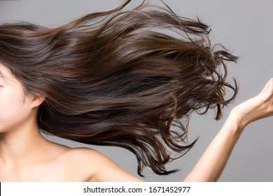 Lively Hair On A Gray Background.