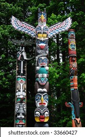 Lively Historic Totem Poles By Ancient Stock Photo 33660427 | Shutterstock