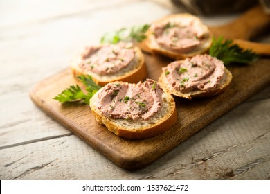 Liver pate on toast with fresh parsley