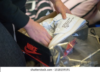 Liverpool / 7th March 2018: Unboxing A Pair Of Off White Air Jordans Hype Basketball Shoes