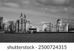 Liverpool England City Skyline Black And White