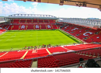 LIVERPOOL - ENGLAND, MAY 12,2019 : Anfield Stadium, the home ground of Liverpool Football Club.