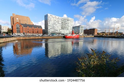 Liverpool, England - October 2015: Liverpool One View from Dockside