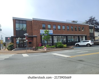 Liverpool, NS, CAN, June 24th, 2022 - The Front Of The Canada Post Building In Liverpool NS.