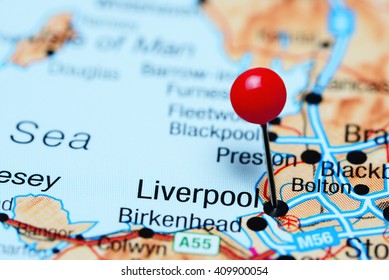 Liverpool Pinned On A Map Of UK
