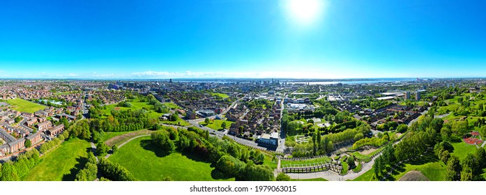 Liverpool Skyline Cityscape From Everton Park 180 Panoramic View