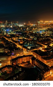 Liverpool skyline rooftop view  at night with buildings in England in United Kingdom