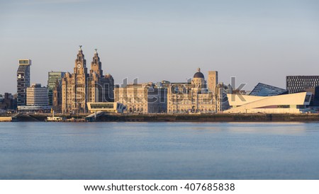Liverpool skyline, a scene across river Mersey