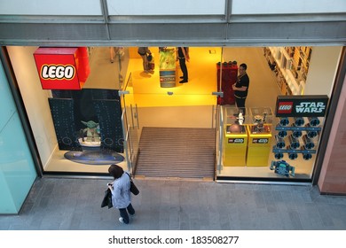 LIVERPOOL, UK - APRIL 20, 2013: People Shop At Lego Store In Liverpool, UK. Lego Group Had 4.7 Billion USD Revenue In 2013 (with 1.5 Billion USD Income).