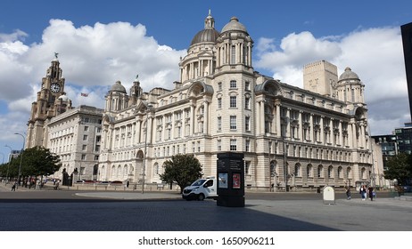 Liverpool - UK, Aug 5, 2019: In Front Of 
Cunard Building Liverpool