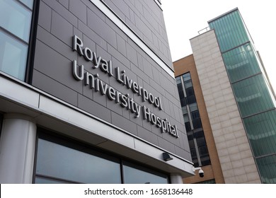 Liverpool / UK - February 22 2020: Royal Liverpool University Hospital Building Sign, Daulby Street, Liverpool