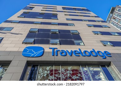 Liverpool, UK- July 10,  2022: The Travelodge Hotel In Liverpool. Travelodge Hotels Limited Is A Private Company Operating In The Hotels And Hospitality Industry Throughout The UK.