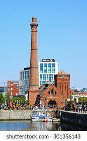 LIVERPOOL, UNITED KINGDOM - JUNE 11, 2015 - View of the Victorian Pumphouse at Albert Dock, Liverpool, Merseyside, England, UK, Western Europe, June 11, 2015.
