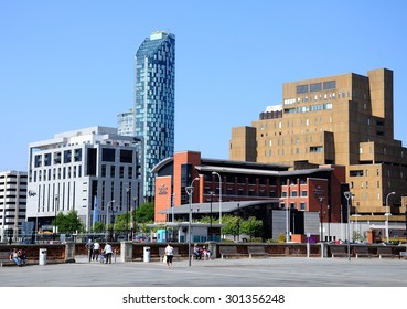 LIVERPOOL, UNITED KINGDOM - JUNE 11, 2015 - Crowne Plaza And Madison Hotels, Liverpool, Merseyside, England, UK, Western Europe, June 11, 2015.