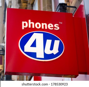 LIVERPOOL-DEC 18: Phoones 4u Store Sign on Dec. 18, 2012 in Liverpool, UK. Phones 4u is a large independent mobile phone retailer in the UK.  It has over 600 stores throughout the United Kingdom.