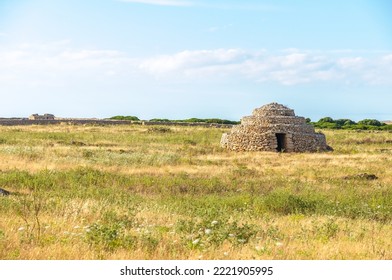 Livestock Rock Shelter Near Punta Nati Lighthouse In Menorca, Spain.