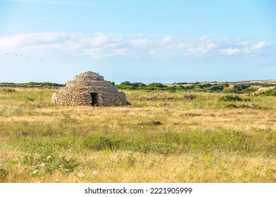 Livestock Rock Shelter Near Punta Nati Lighthouse In Menorca, Spain.