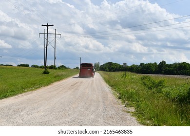 Livestock Trailer On A Gravel Road