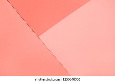 Living Coral abstract geometric paper background. Color of the year 2019. Main trend concept.