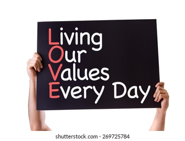 Living Our Values Every Day Card Isolated On White