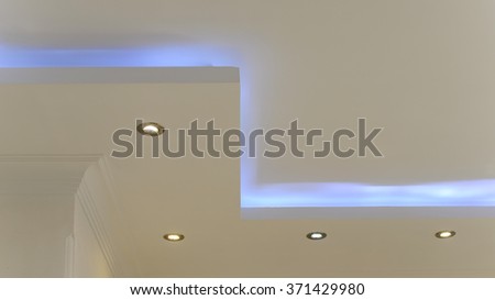 Living Room Ceiling Halogen Spots Stockfoto Jetzt