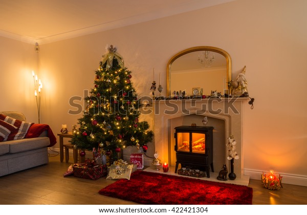 Living Room Christmas Warm Glow Christmas Stock Photo Edit