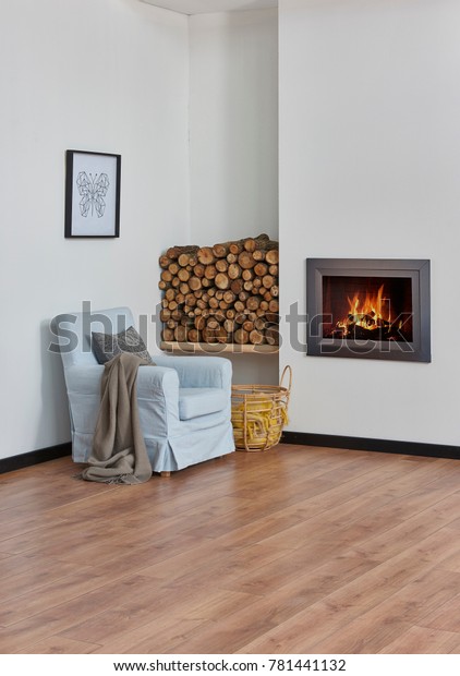 Living Room Corner Style Fireplace Decor Stock Photo Edit Now