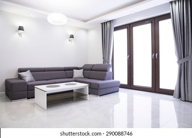 Living Room With Elegant Sofa In Modern House