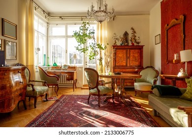 Living room full of antique furnitre, house interior design - Shutterstock ID 2133006775