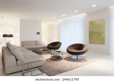 Living Room Furniture In Modern House, Horizontal