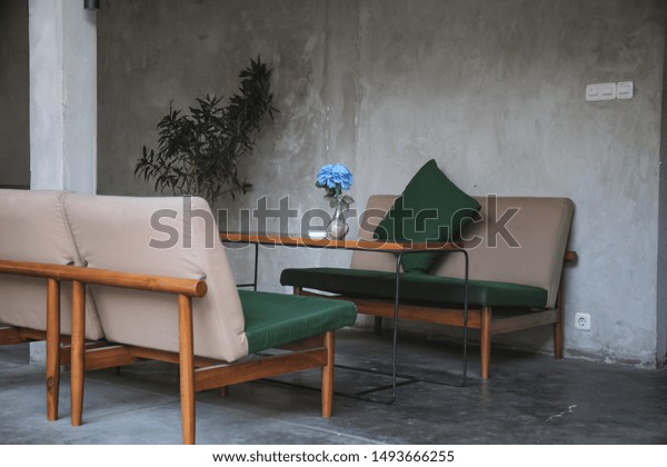 Living Room Industrial Home Concept Concrete Stock Photo