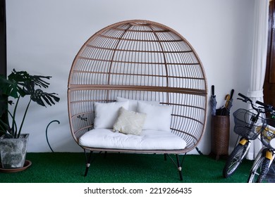 Living Room Interior With Birdcage Sofa, Soft And Selective Focus.