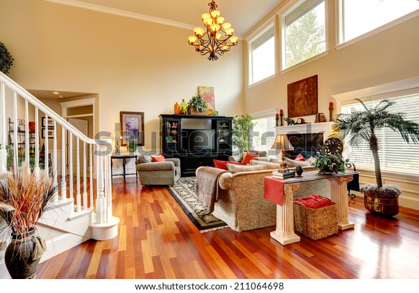 Living Room Interior High Ceiling Furnished Stock Photo Edit Now