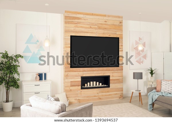 Living Room Interior Modern Tv On Royalty Free Stock Image