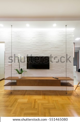 Living Room Interior Tv Stand Wall Stock Photo Edit Now