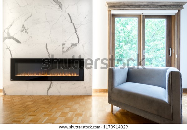 Living Room Marble Wall Modern Fireplace Stock Image Download Now