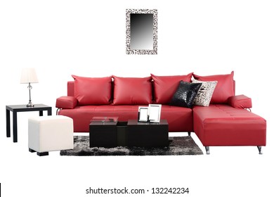 Living Room Set Against White Background.