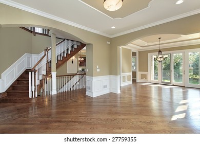 Living room and staircase in new construction home - Shutterstock ID 27759355