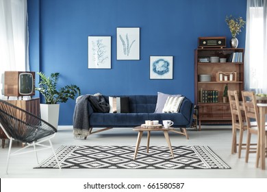 Living Room View In Stylish Retro Elegant Apartment