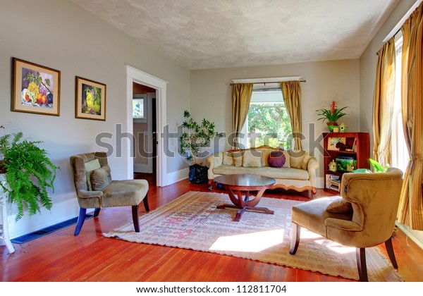 Living Room Yellow Curtains Grey Walls Stock Photo Edit Now