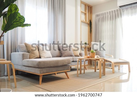 livingroom working area white and light wood tone interior house japanese style