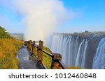 Livingstone - Zambia / July 2017: view of Victoria Falls  at Zambia side, one of most iconic African natural landmarks