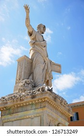 LIVORNO, ITALY-MAY 5: Ferdinand III, Grand Duke Of Tuscany Marble Statue In Republic Square. He Was The First Monarch To Formally Recognize The New French First Republic. May 5, 2012 Livorno Italy