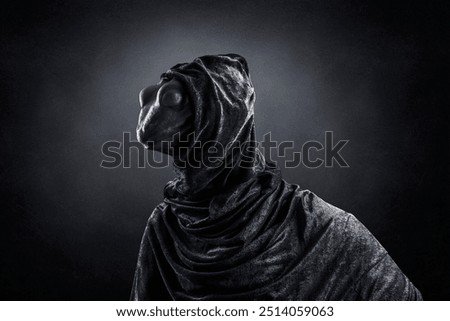 Lizard man over dark misty background