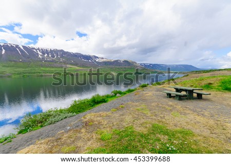 Ljosavatn Lake, in the Pass Ljosavatnsskard near the mouth of Valley Bardardalur. North-Central Iceland