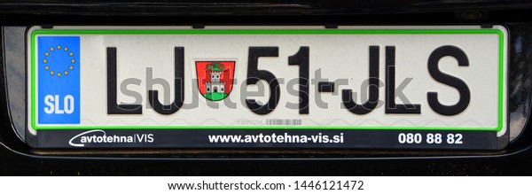 LJUBLJANA SLOVANIA 05 16 19:\
Slovenian car number plates are vehicle registration plates found\
on Slovenian cars. The registration plates are made of metal.\
