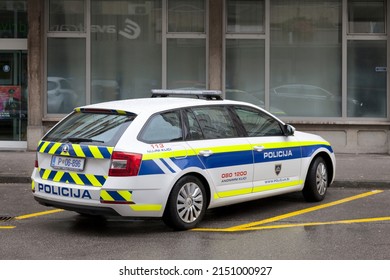 Ljubljana, Slovenia - April 11 2019: Police Car Parked Outside Of The Police Station.