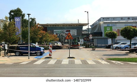 Ljubljana, Slovenia - August 25, 2019: Sunday Roadworks In Front Of Citypark In BTC. 